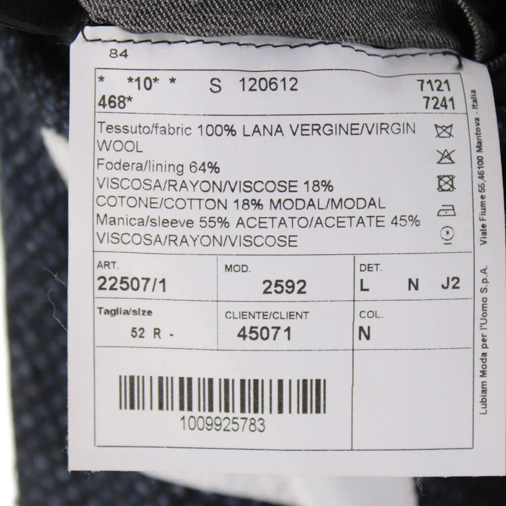 Luigi Bianchi Sartoria NWT Wool Sport Coat / Jacket Size 52R (42R US) In Blue